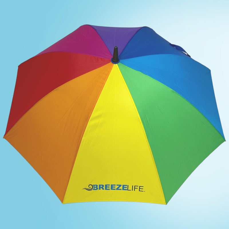 Breezelife Rechargeable Mister Breeze, Sun Umbrella with Fan and Mister, Umbrella Mister with Built-in Fan, For Festivals, Beach and More, Blocks Harmful Sun Rays, Mist bottle included - Image 3